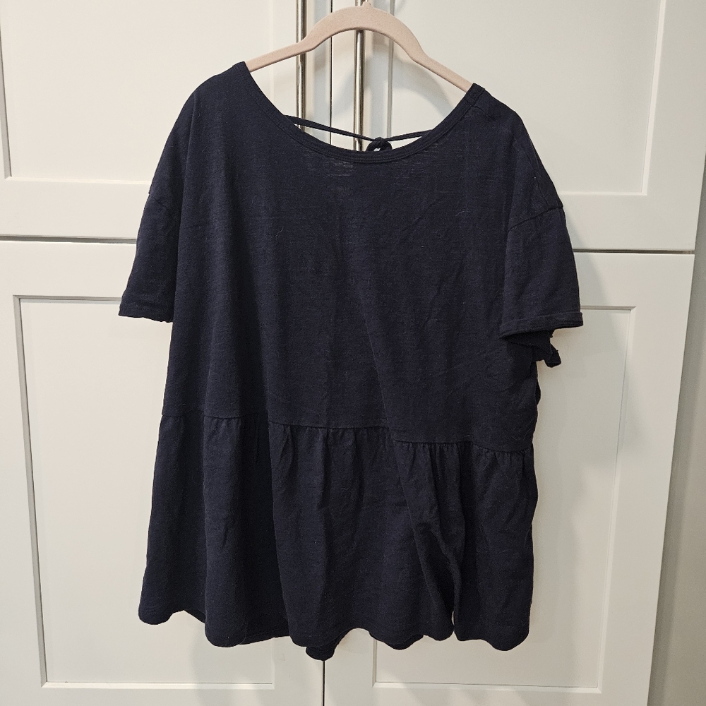 Time and Tru Blue Boxy Blouse Relaxed Fit